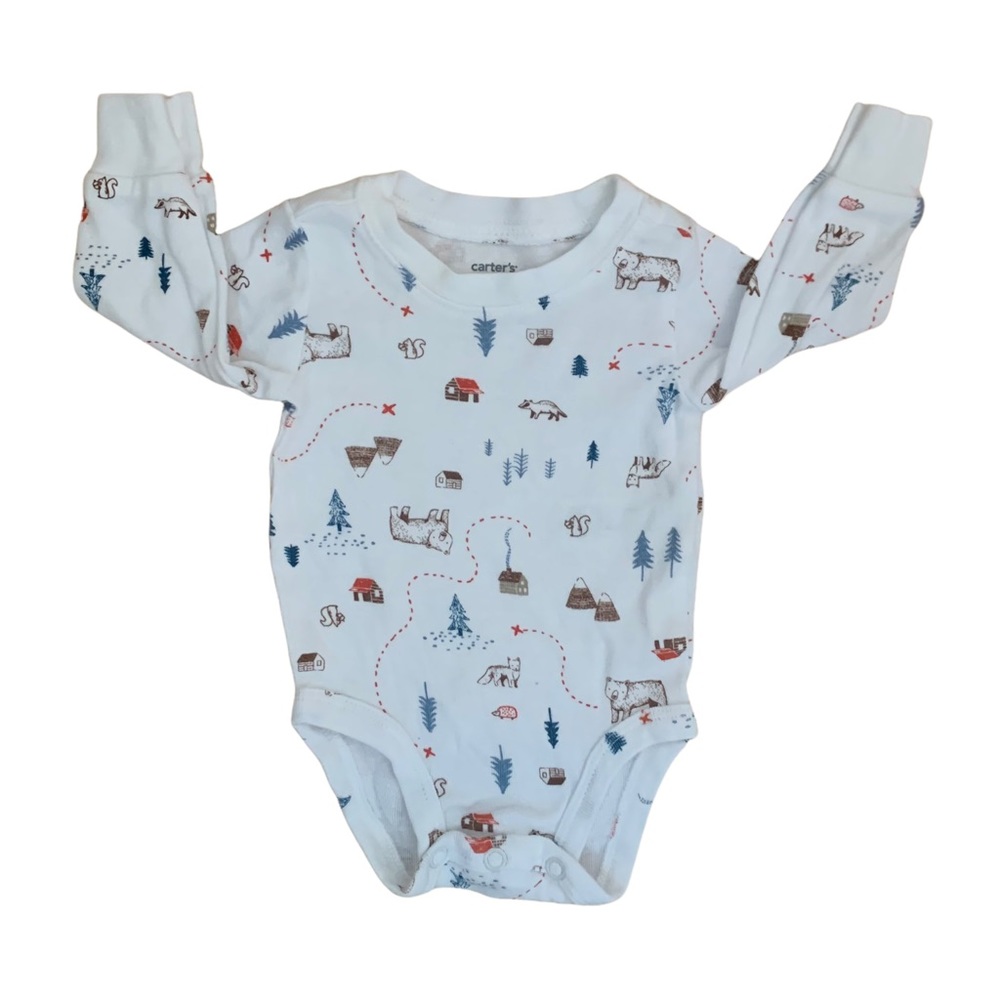 Carter’s Long Sleeve Forest Themed Bodysuit Size Newborn